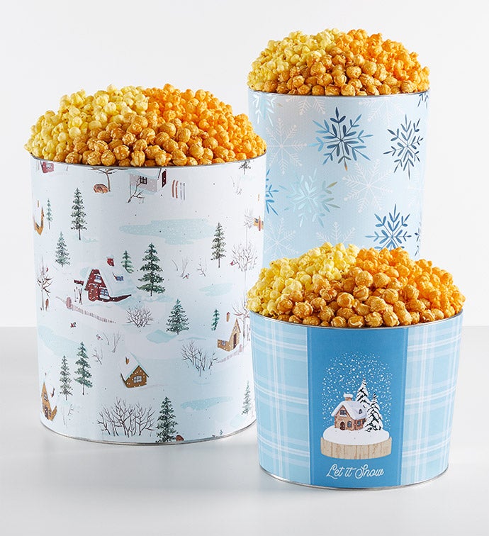 Let It Snow 3 1/2 Gallon 3 Flavor Popcorn Tin